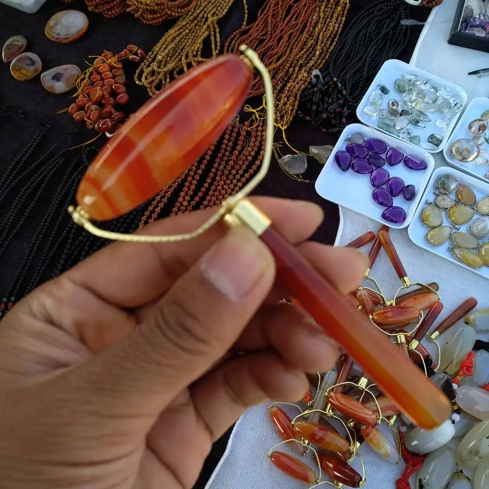 Natural agate crystal female facial massager health products | Дом и сад