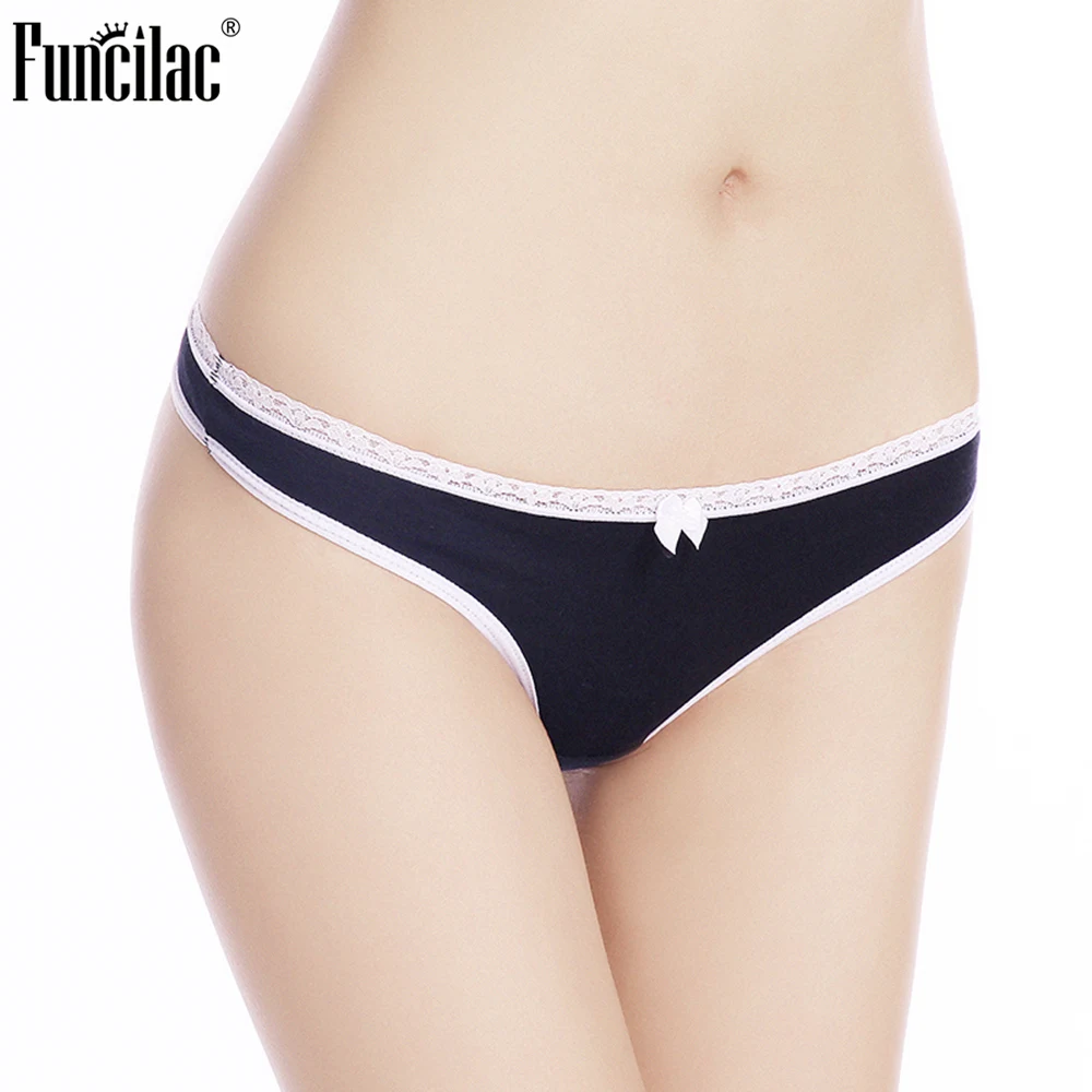 FUNCILAC нижнее белье женские сексуальные кружевные стринги хлопок трусы для