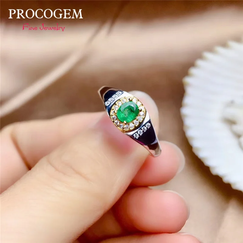 

Trendy Natural Emerald Rings for Women Anniversary Party Gifts 4x5mm Genuine Green gems Fine jewelry 925 Sterling Silver #620