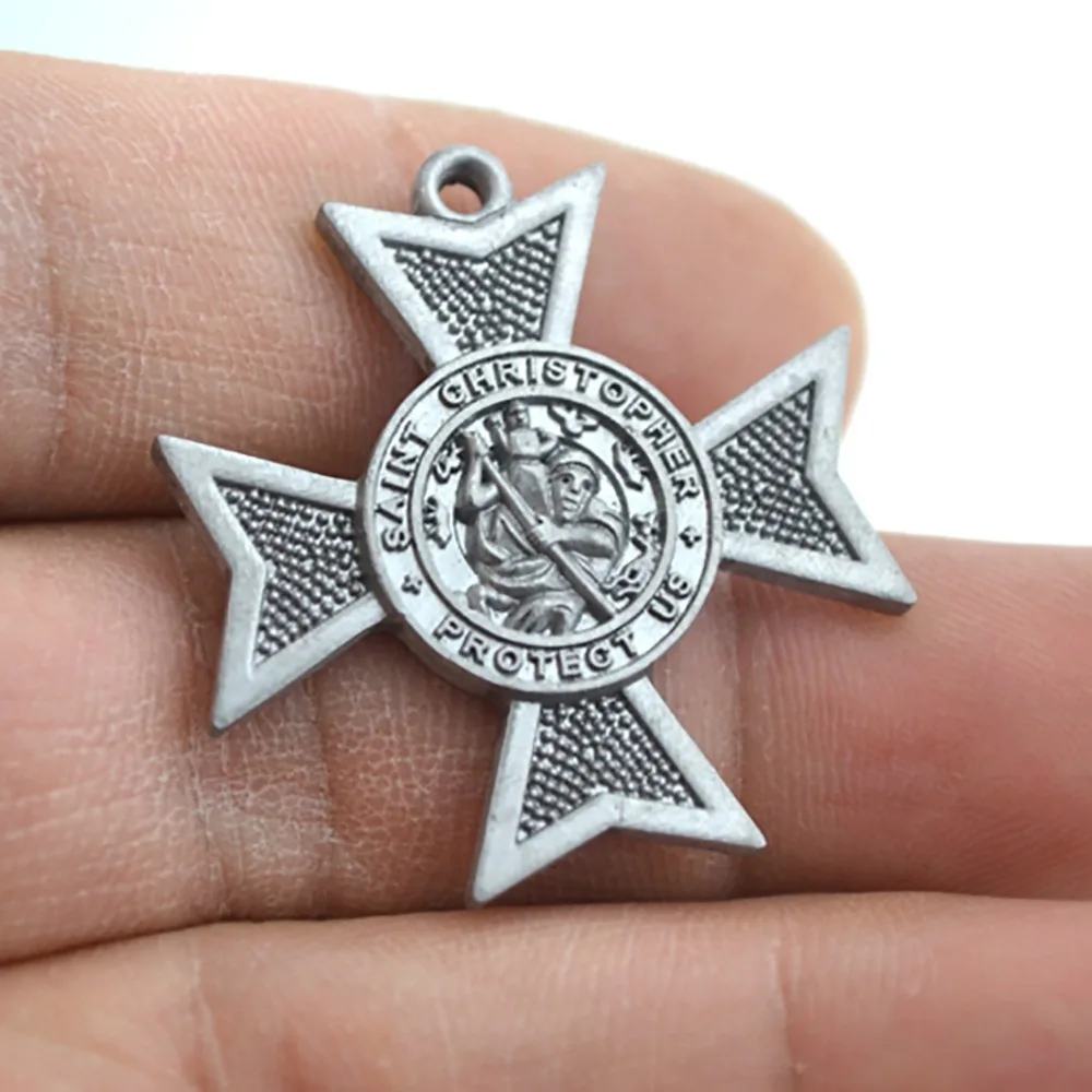 Women Men Necklace Pendant Archangel CHRISTOPHER Religious Amulet Protect US Charm Zinc Alloy Material Provide Dropshipping | Украшения и