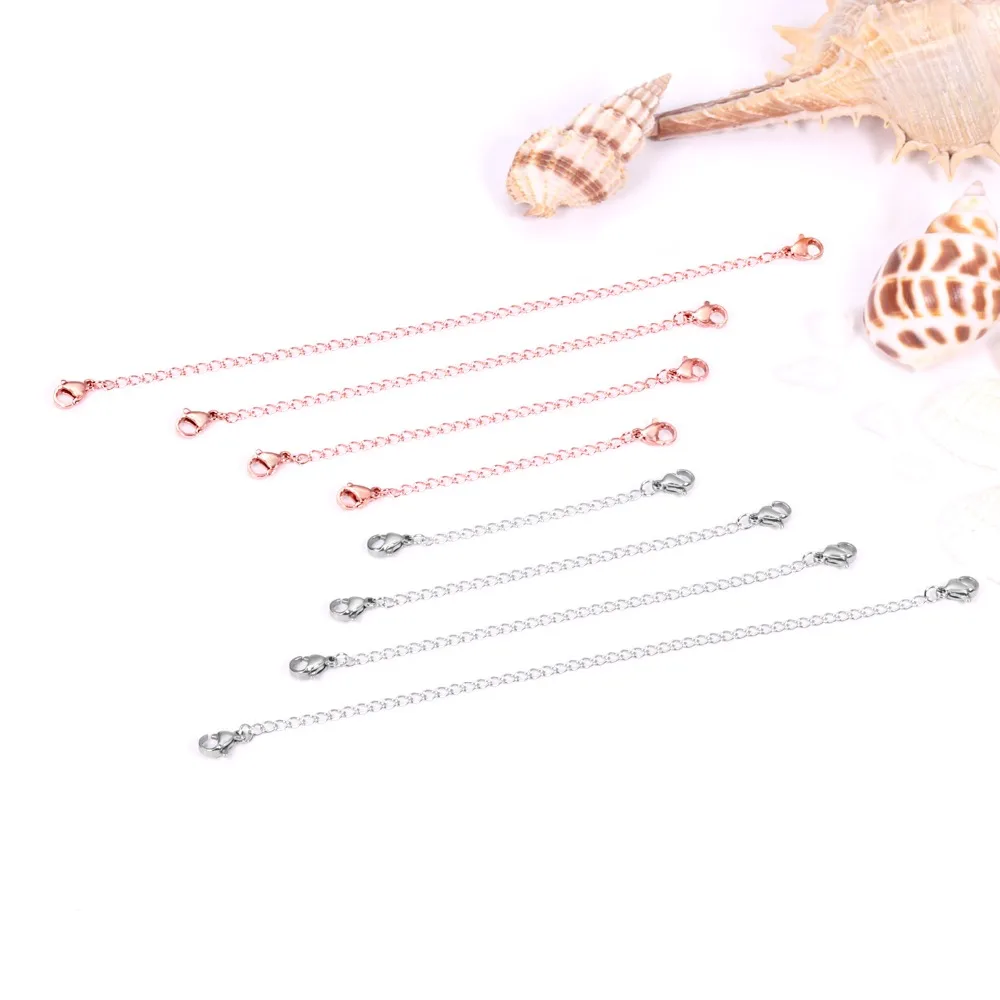 LUXUSTEEL Расширенный удлинительные цепочки 2 дюйма/3 дюйма/4 дюйма/6 дюймов розовое золото серебро цвет 8 шт./компл. Extender звено цепи делая выводы