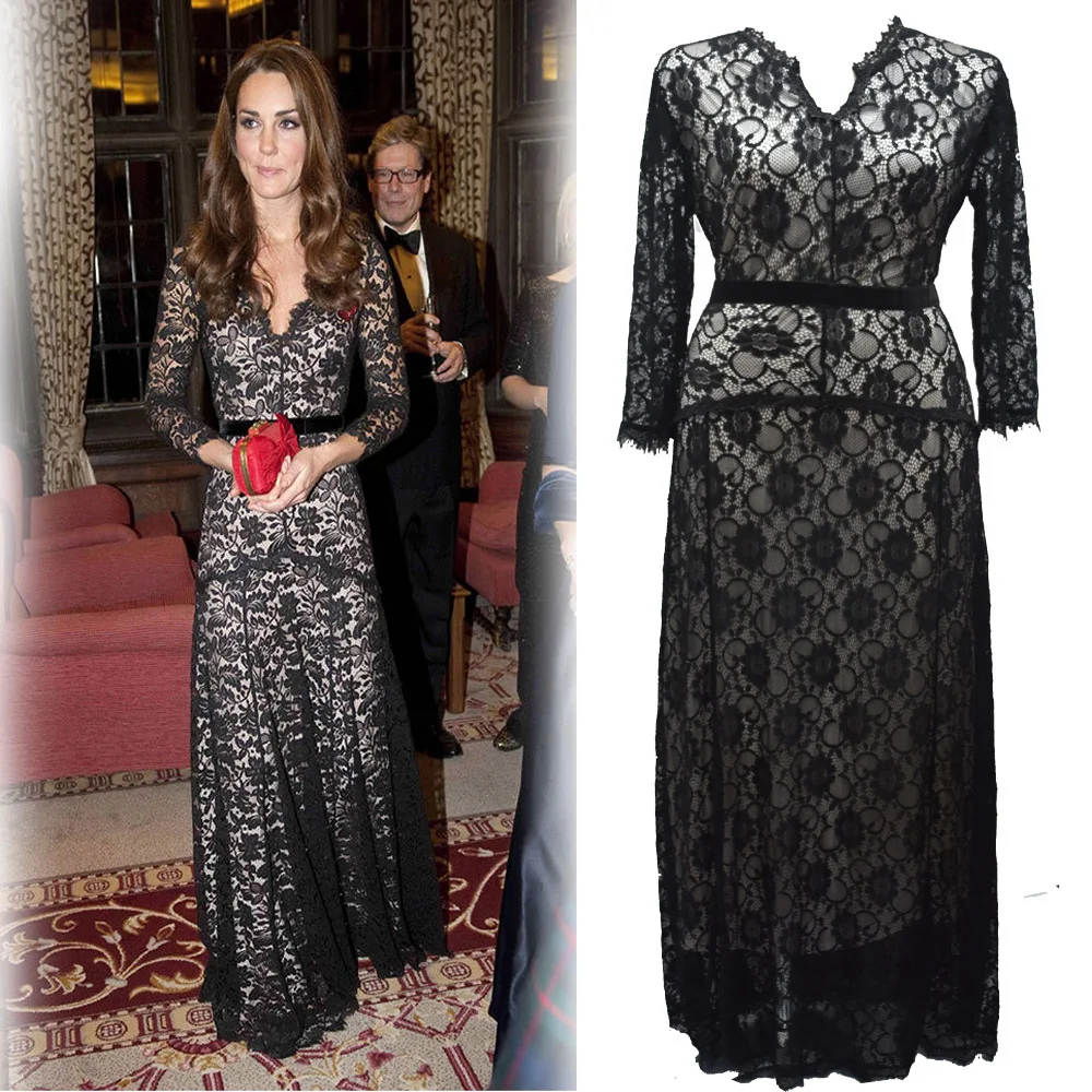 Принцесса Kate стиль сетки Длинные платья плюс размер 4XL 5XL 6XL вечерние Макс Женская