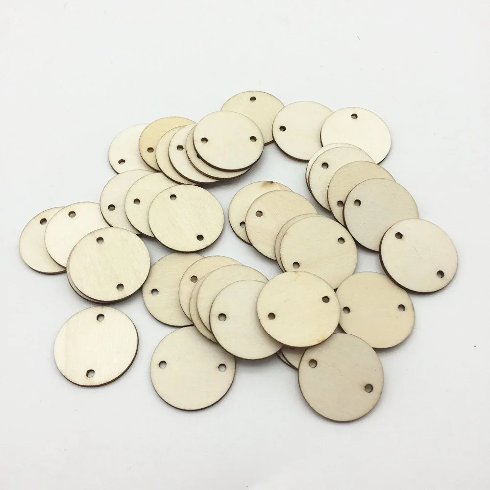 

100pcs 25mm 1 inch Blank Wood Circle Coins Round Wooden Disks With 2 Holes Favor Tags Pendants Embellishments