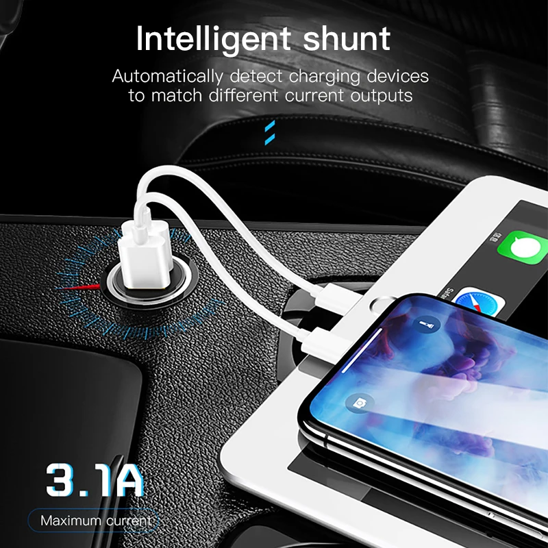 ! Автомобильное зарядное устройство ACCEZZ Dual USB для Apple iPhone X 8 7 6 S huawei Xiaomi samsung Mini