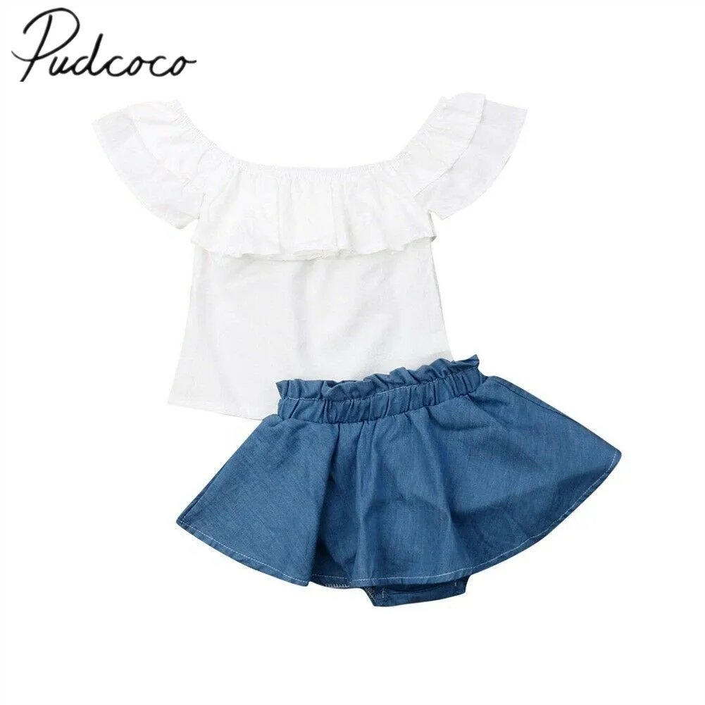 2019 летняя одежда для новорожденных белые топы с открытыми плечами маленьких