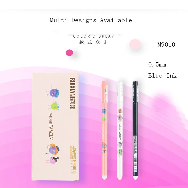 M9010 BLUE 12 шт./лот, многоцветная ручка Kawaii Frixion для школы и офиса, стираемая гелевая ручка, 0,5 мм, кристально-синяя, черная, гладкая ручка для письма, Nuetral Mosuca Gelpen - Цвет: M9010 BLUE