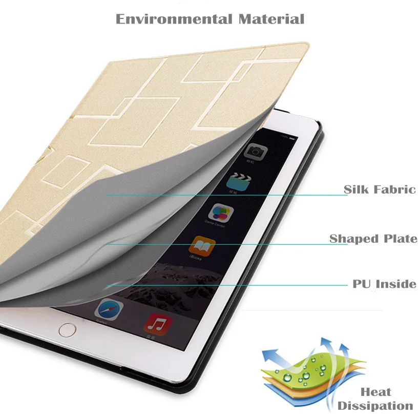 Чехол для iPad, 9,7 дюймов, iPad 6 поколения, умный чехол для планшета с функцией сна, с закаленным стеклом, iPad A1893, A1954, A1822, A1823