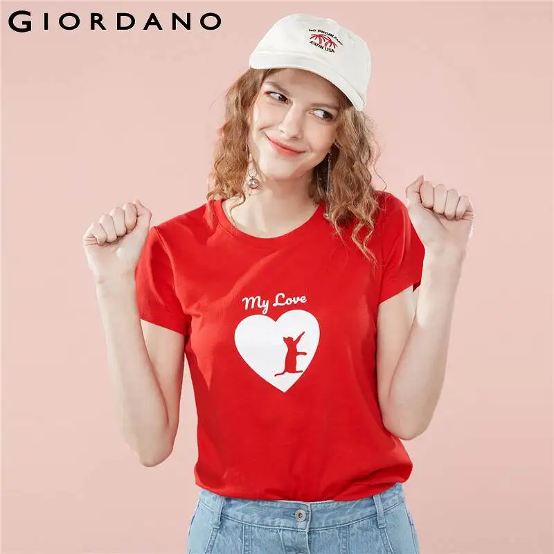 Giordano футболка с короткими рукавами и круглым вырезом воротника принтом животных