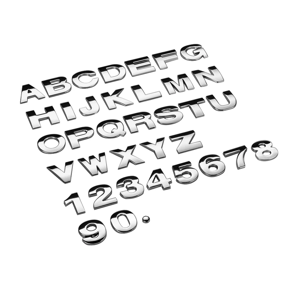 Car stickers letters Metal English letter stickers Digital stickers displacement digital 3D stereo stickers car English numbers