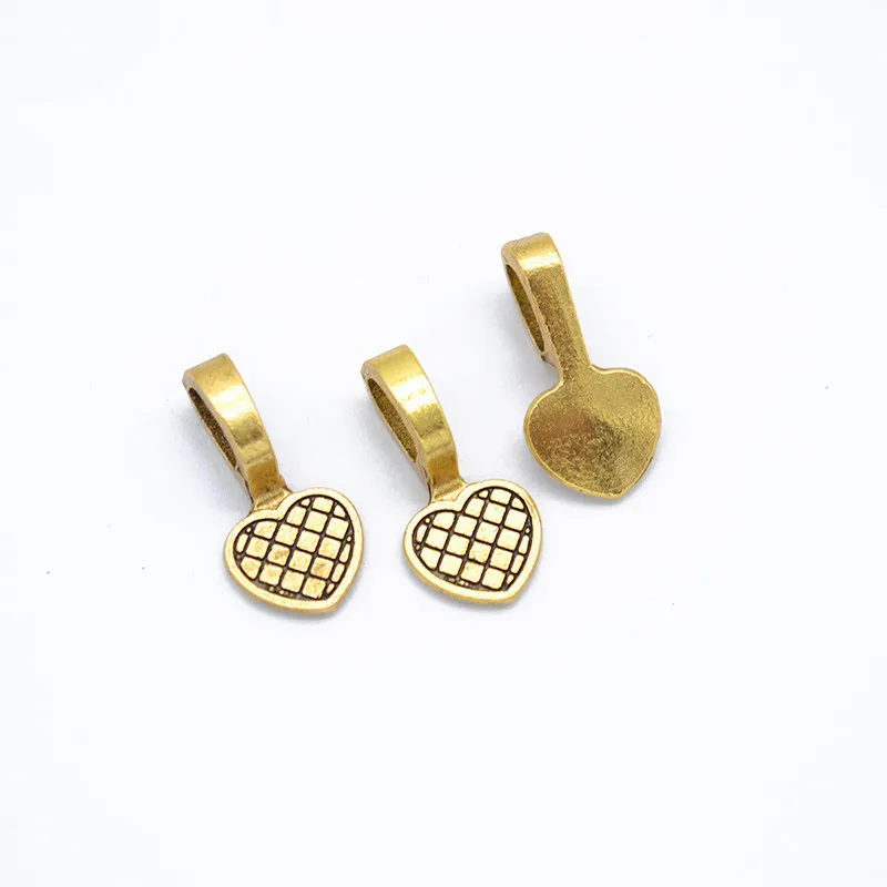 Antique Gold 20шт 19X9 мм сплав античное серебро сердце клей на плоской подошве Bails Pad кулон «плитка» Bails Кабошон Установка ювелирных изделий - Цвет: Antique Gold
