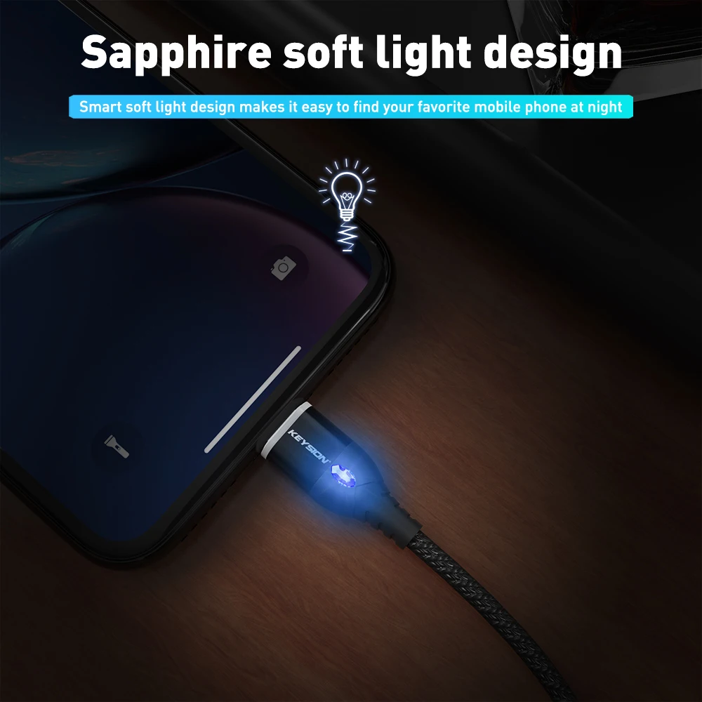 Магнитный usb кабель KEYSION 3A для iPhone Micro USB Type C быстрой зарядки зарядный Samsung