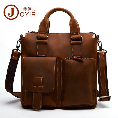 brown Joyir Пояса из натуральной кожи Для мужчин сумка Для мужчин Мужские Портфели мужские кожаные бизнес ноутбук Сумки через плечо Для мужчин s сумка b259 - Цвет: brown