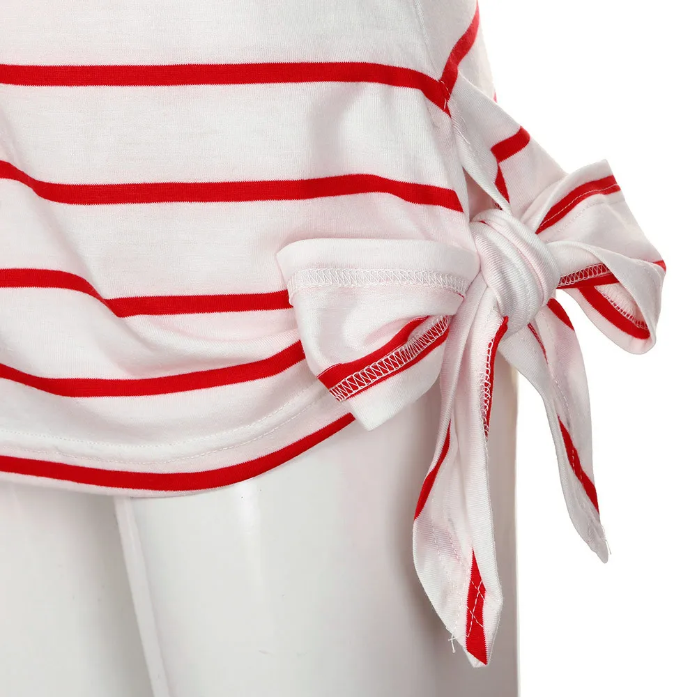 Модная женская полосатая блузка с галстуком бабочкой свободная рубашка топы