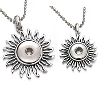 hot sale 291 geometric flower pendant necklace fit 12mm 18mm buttons for women gift charm fashion interchangeable jewelry