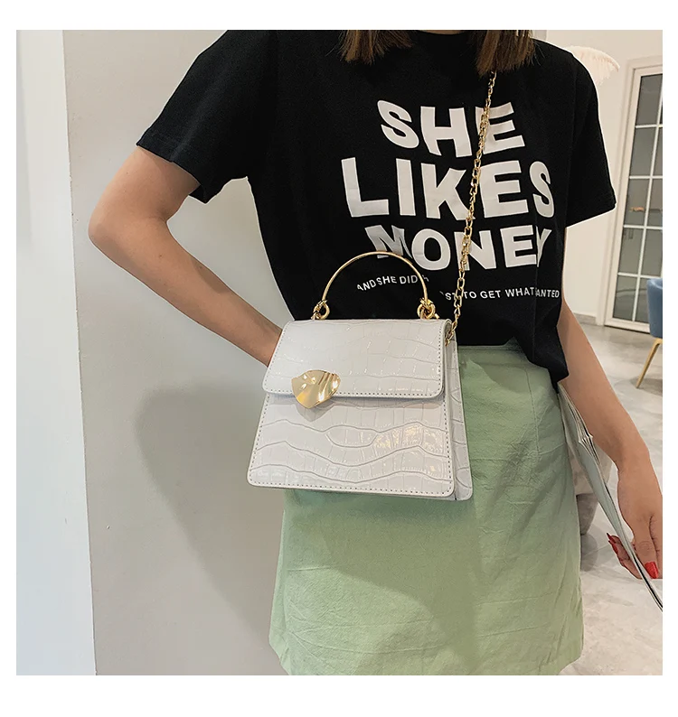 Elegant Female Stone Pattern Tote bag New High Quality PU Leather Women's Designer Handbag Chain Shoulder Messenger Bag