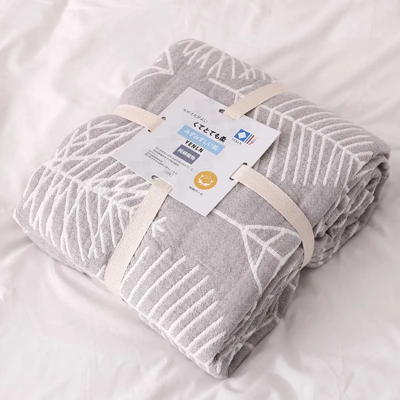 Уютное хлопковое четырехслойное постельное покрывало-Всесезонная-негабаритный плед-идеально подходит для дивана-кровати, многослойное летнее постельное белье для путешествий