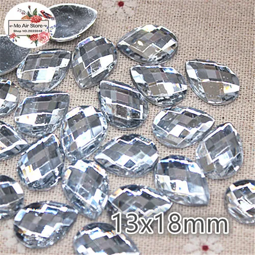 clear 50pcs 13x18 мм смешанный цвет акриловые стразы камень слеза капля flatback граней Кабошон Стразы украшения DIY ремесло 13x18 мм - Цвет: clear 50pcs