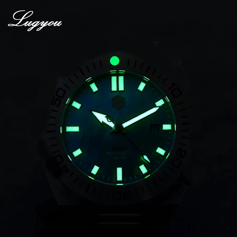 Мужские часы Lugyou San Martin Deep Sea Diver, автоматический Сапфир, водонепроницаемость 500 м, светящаяся нержавеющая сталь, ограниченная серия