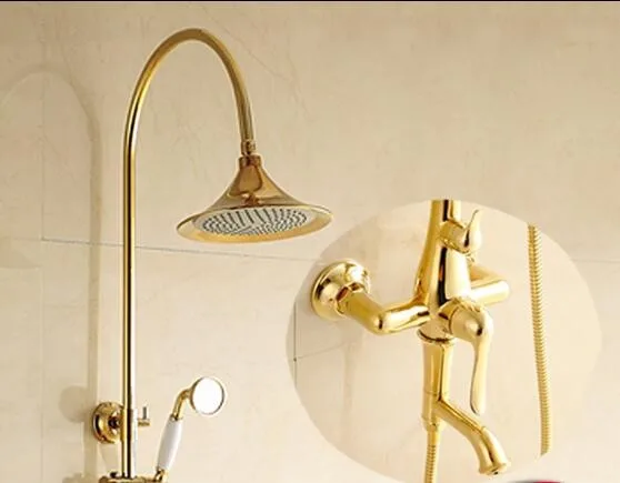 Dofaso творческий дизайн латунь осадков grohe Душ смеситель с ручным душем Настенные Золотой смеситель для ванны смеситель для душа