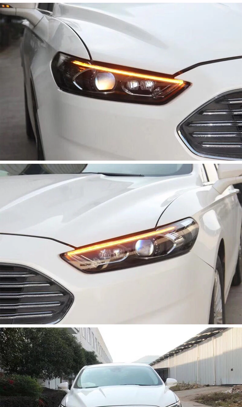 Автомобильный Стайлинг Головной фонарь для Ford Mondeo для Fusion фар в сборе 2013 светодиодный движущийся сигнал поворота Биксеноновые линзы