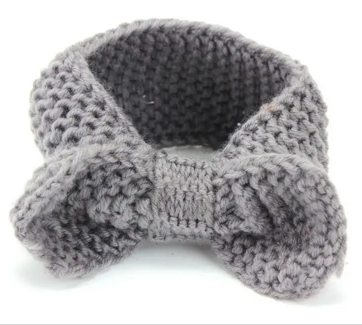 2018 cute winter children hair accessories baby Bohemian earmuffs knitting headband big bowknot ribbon handmade warm purple |