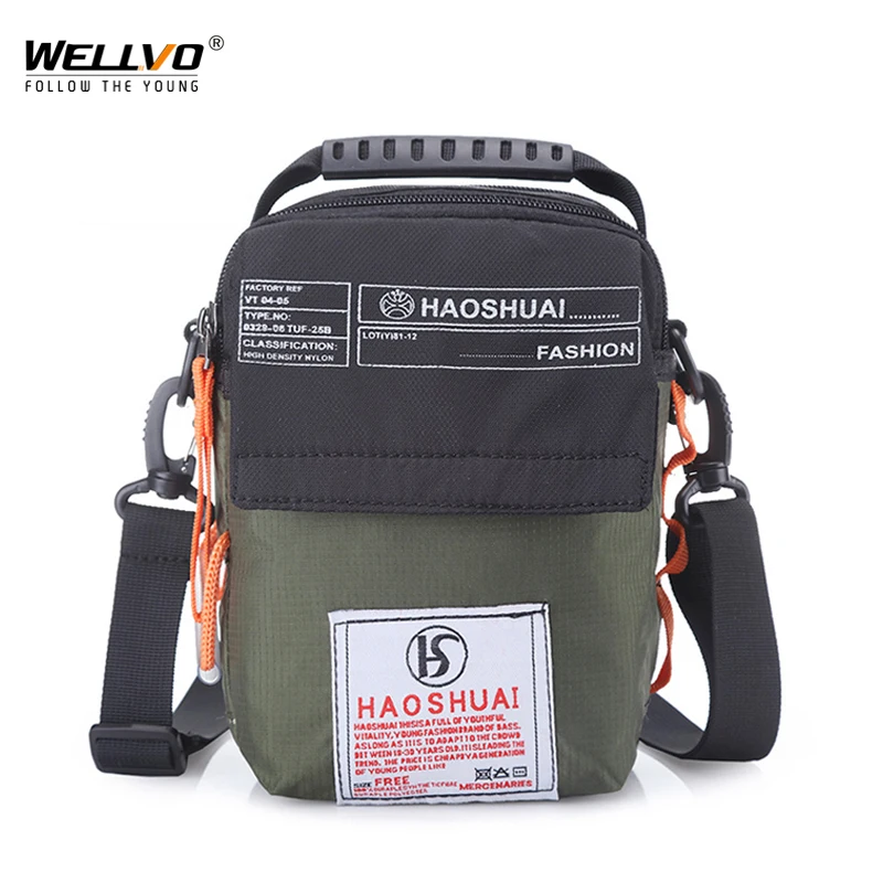 

Men Mini Flap Bag Pouch Patchwork Messenger Bag Waterproof Nylon Letter Printing Camo Travel Mountaineering Shoulder bag XA209WC