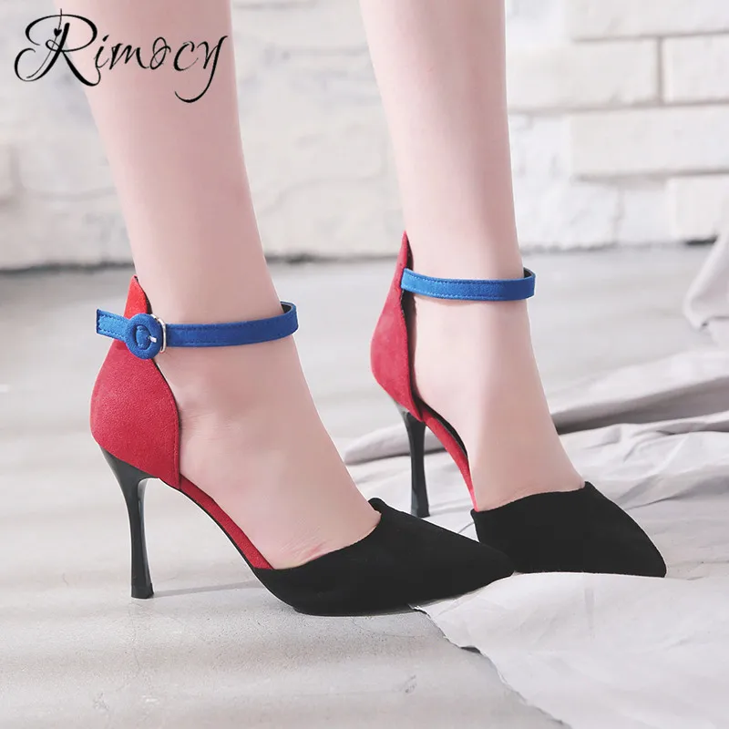 Rimocy 2019 spring single shoes woman stiletto high heels pumps ladies summer sexy pointed toe sandals mujer new dress | Обувь