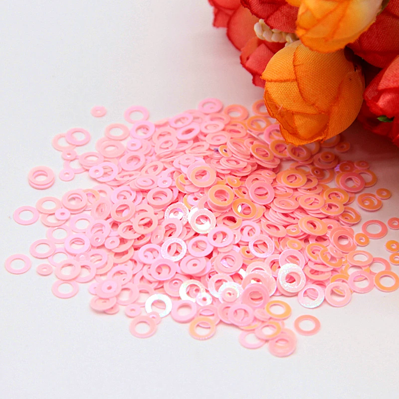 Ring Circle AB Pink Пайетками, для детей от 1 года до 5 лет мм вышивка «звёздочки» или «бриллианты» в горошек Moon свободные блестки AB розовые блестки нейл-арта Швейные Свадебные Конфетти украшения средства ухода за кожей Lentejuelas 10/20g - Цвет: Ring Circle AB Pink