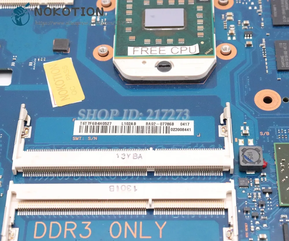 NOKOTION материнская плата для ноутбука Samsung R525 DDR3 HD6600M 1 гб бесплатные цп с