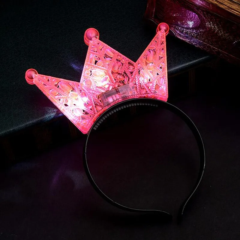 hollow out pink 1 шт. красочный тиара корона принцессы светодиодный мигает повязка на голову для детей и взрослых осветить аксессуары для волос Rave сверкающие принадлежности для вечеринки - Цвет: hollow out pink