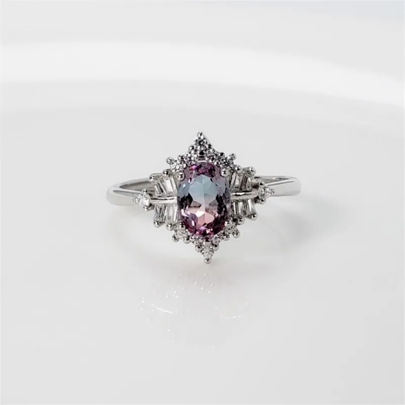 Purple Blue Натуральный кристалл драгоценный камень, настоящее 925 пробы, серебро, бриллиант, винтажное женское кольцо, S925 Настоящее чистое серебро, синее/кольцо из драгоценного фиолетового камня - Цвет камня: Purple Blue
