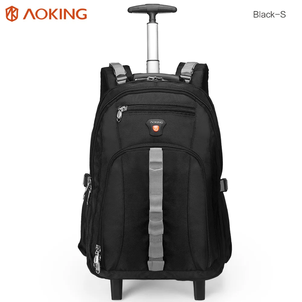 Aoking, рюкзак на колесиках для путешествий, багаж, большая вместительность, мужские сумки на колесиках, водонепроницаемый Багаж, сумки на колесиках - Цвет: Black-S