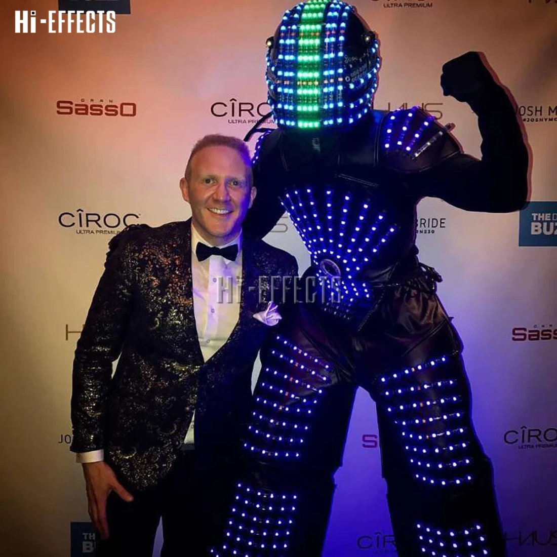 Красочное платье для ночного клуба Светодиодный светящийся костюм-робот костюм