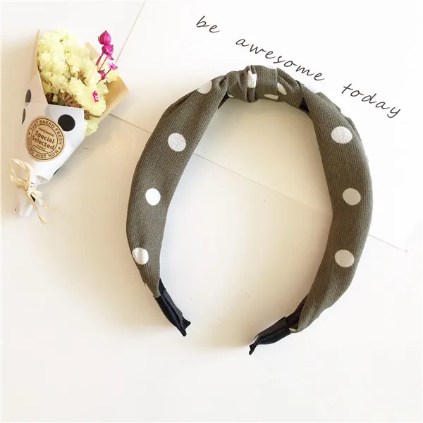 

Korean Knotted Fabric Dot Headband Hair Band Bow Cross Headwear Hair Accessories