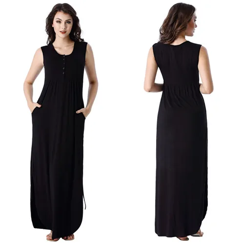 Vfemage женское летнее свободное Плиссированное Повседневное платье с пуговицами, карманами и завязками по бокам, вечерние платья-кафтан, длинное платье макси 2955 - Цвет: Black