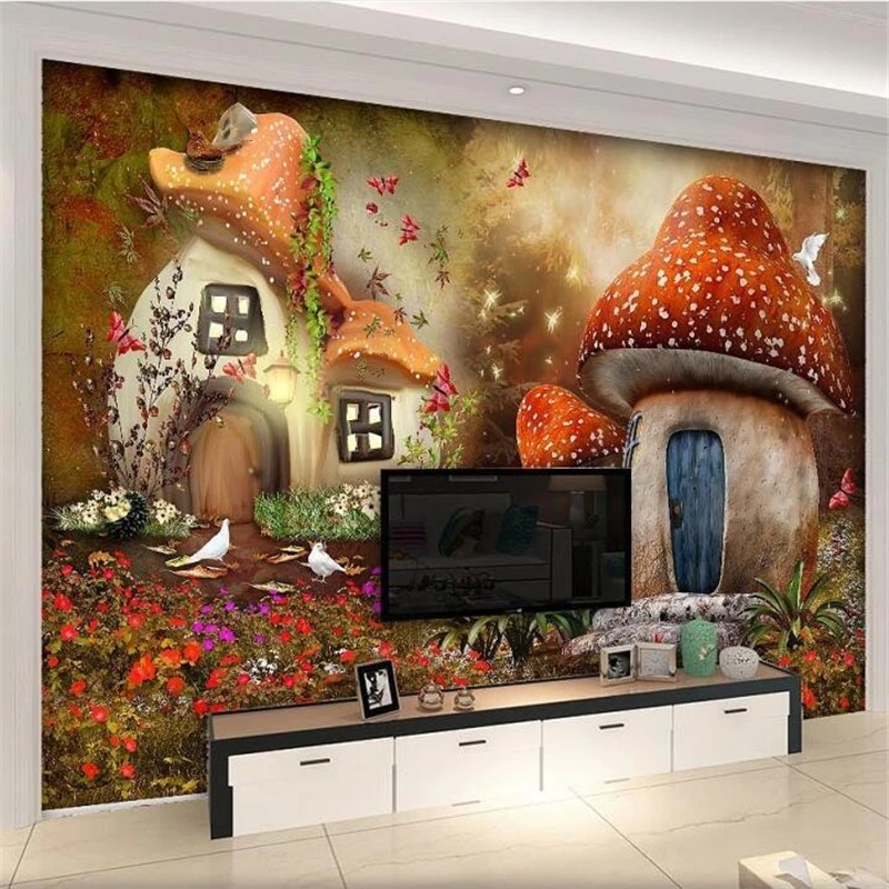 Beibehang пользовательские обои 3D фото фрески сказочный мир гриб дом Детская комната