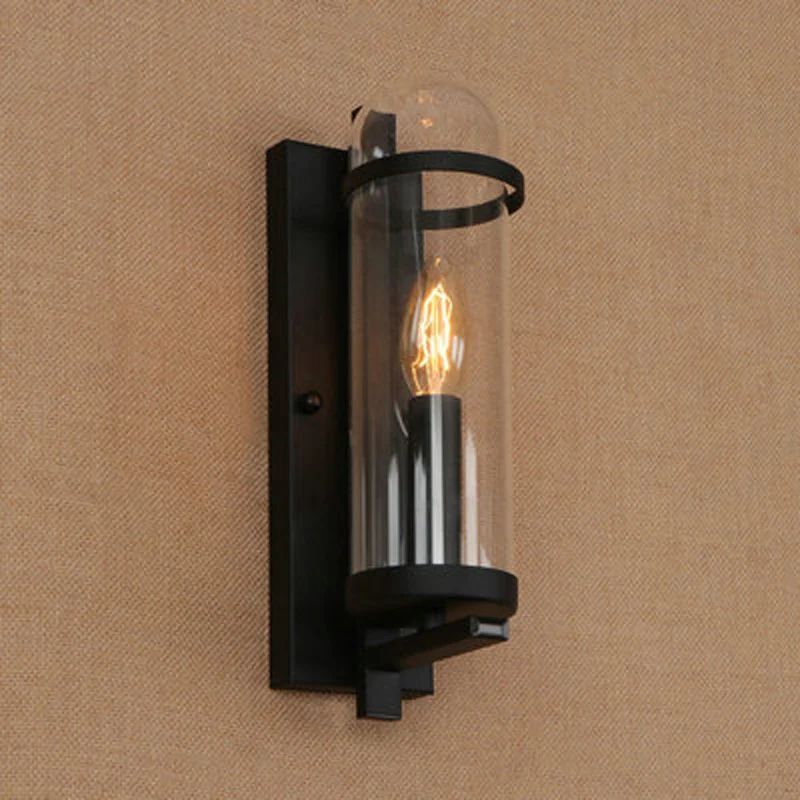 Открытый водонепроницаемый ретро цилиндрический стеклянный настенный