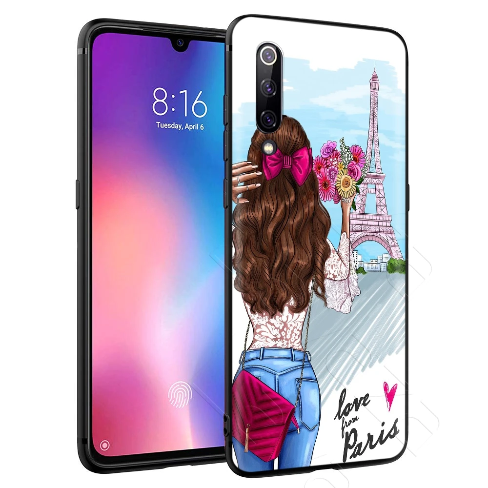 Черные коричневые волосы для мамы и малыша девушка чехол Xiaomi Redmi Note 8 9 S K30 Pro MI MAX на