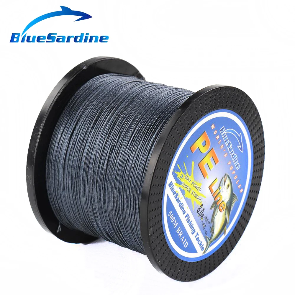 Плетеная рыболовная леска BlueSardine 500 м многонитевая из ПЭ рыболовные снасти 12-90
