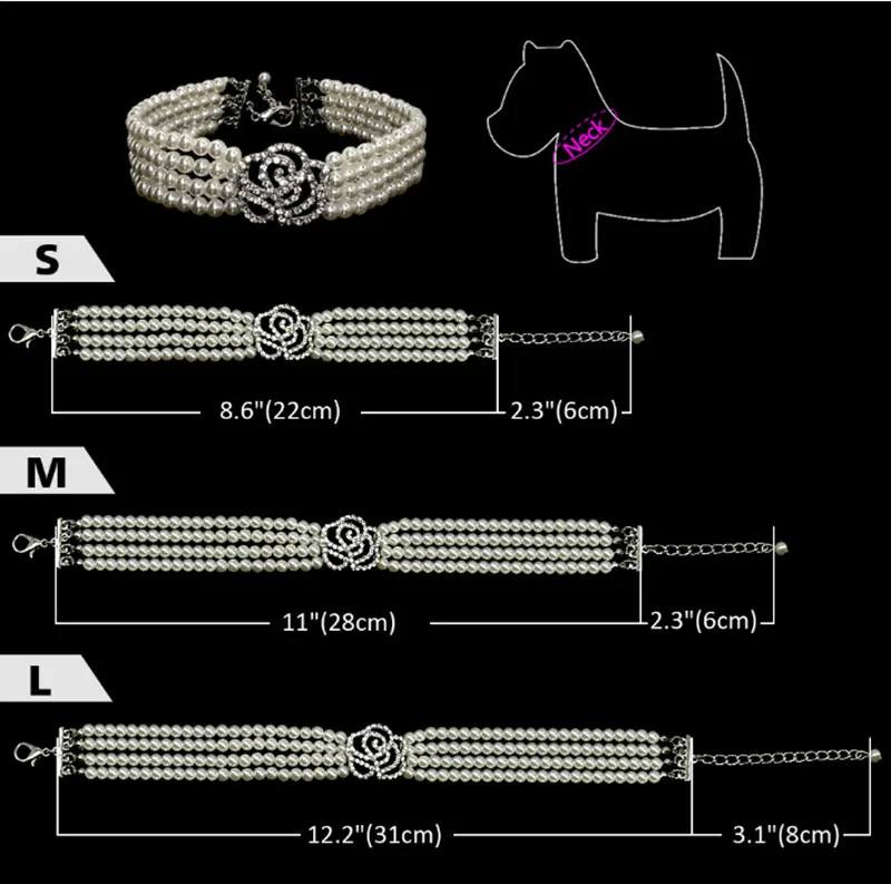 Роскошные украшения для домашних животных четыре ряда жемчужин стразы ошейник