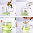Прозрачная кружка для кофе, чая, стеклянная чашка, кружка для молока, кофе, чая с заваркой, фильтр, крышка, кухонный инструмент, 1 комплект