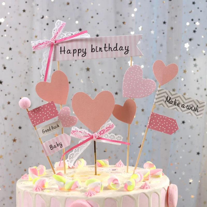 1 шт. милая любовь сердце корона розовый мини медведь торт Топпер чашка для дня