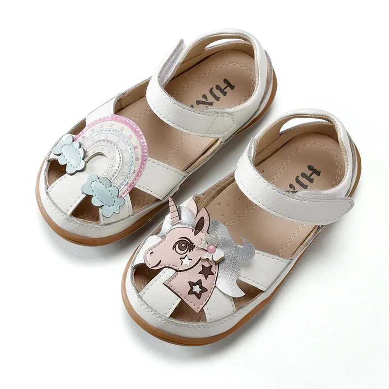 

Summer baby unicorn shoes girls Kids Beach Sandals for Boys Soft Leather Bottom Non-Slip Closed Toe Safty Shoes Children Shoes