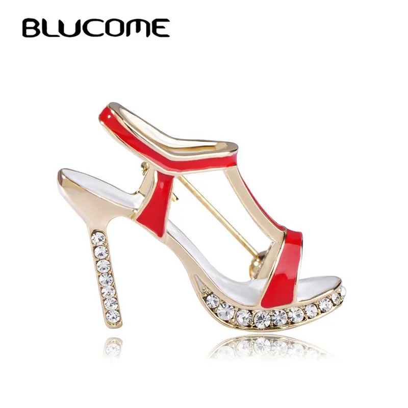Женская Брошь для обуви Blucome красная эмалированная брошь на высоком каблуке