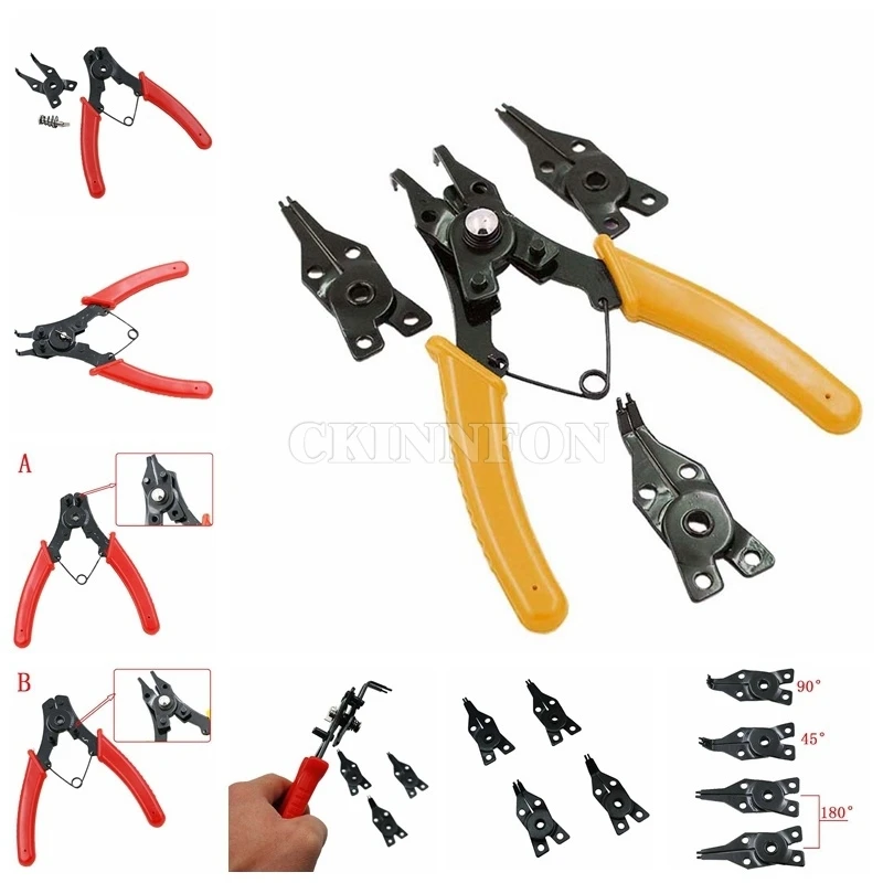 

DHL 200PCS 4in1 Multifunction Circlip Pliers Snap Ring Pliers Card Straight Outside Bent Fantanstic