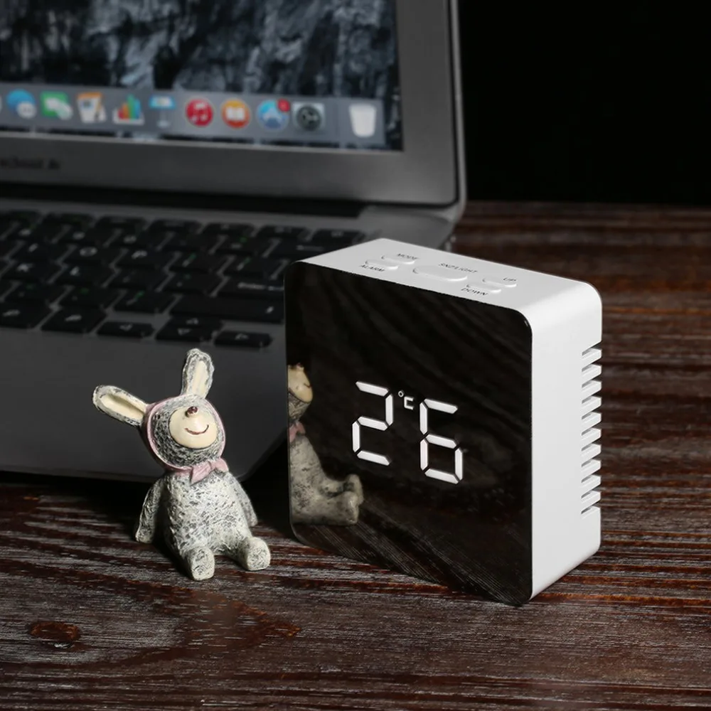 Multifunctional Digital LED Alarm Clock With Temperature Snooze Square Shape Mirror 2 Light Luminescence Level 2018 TS-S70 | Дом и сад