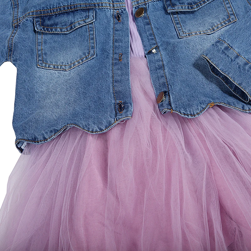 GLO-STORY Baby Girls 2018 Spring Denim Jacket with Pink Dress Sets Kids Girl Floral Fashion Suits Children Clothes Wholesale | Детская