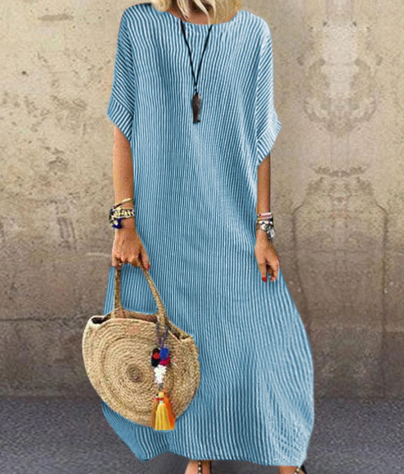 Женское винтажное хлопковое льняное платье летнее рубашка с коротким рукавом