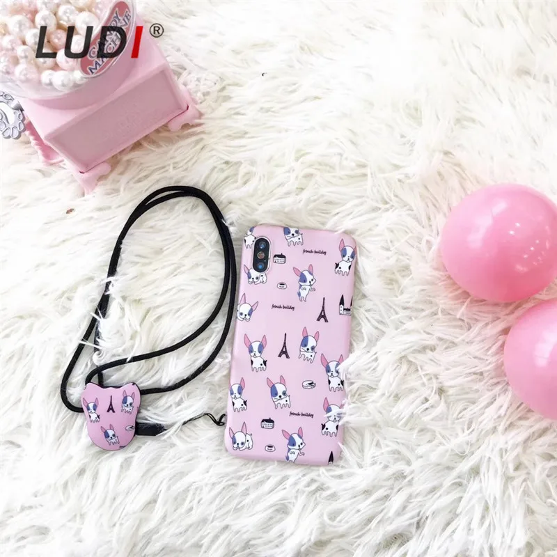 LUDI милый чехол с французскими Собаками Для iPhone X 7/8 plus мягкий Pro-TPU хипстерский