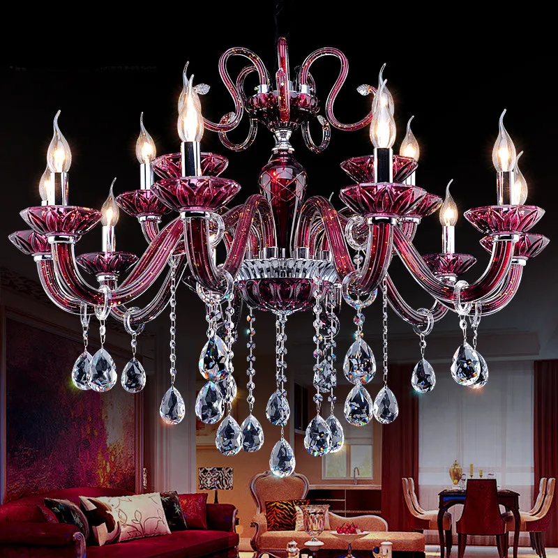 15 Arm французский ресторан фиолетовый люстра Домашнее освещение современных
